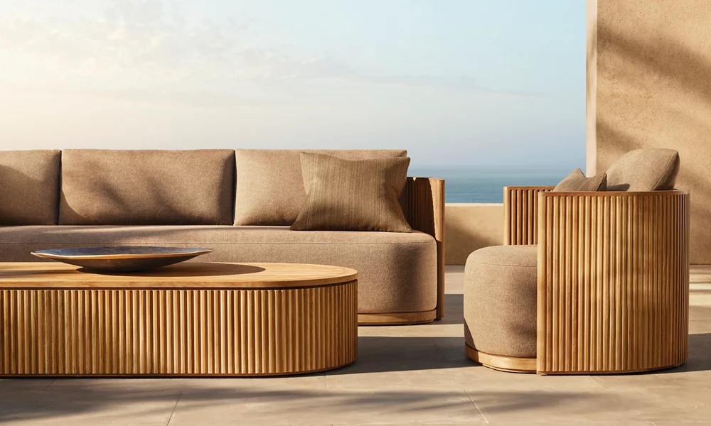 Conjunto de sofás externos Premium Byron Teak|Móveis Howvin