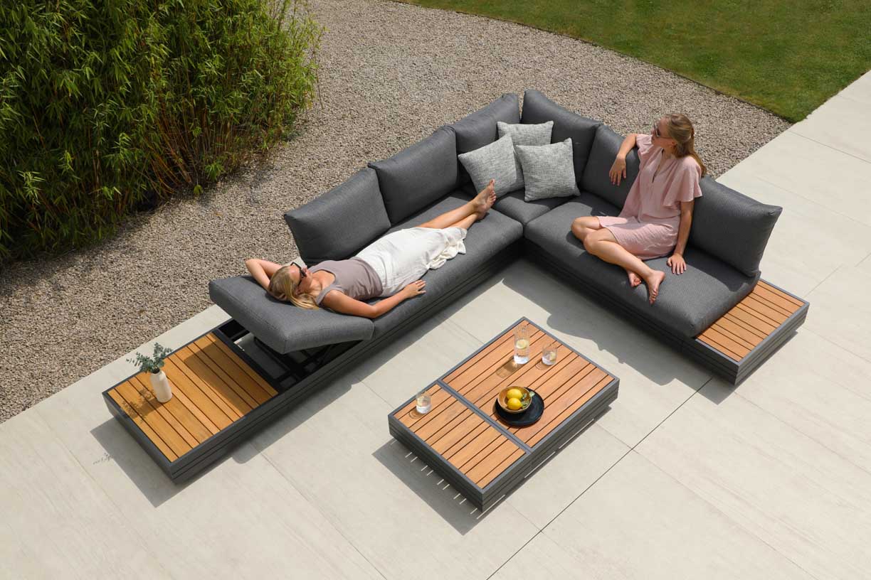 Sofá secional modular para ambientes externos para pátio, jardim e piscina – resistente às intempéries-conforto personalizável e resistente às intempéries