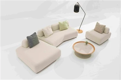 Conjunto modular de sofá para exterior - Estrutura de alumínio e detalhes em teca